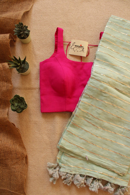 Green Rangrez Saree + Fuscia Noorie Blouse Combo - Eternity by Sakshi
