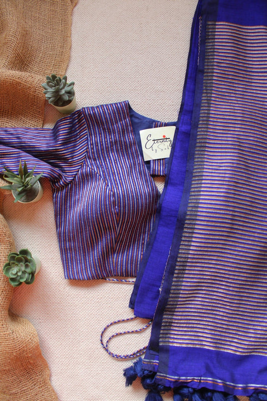 Blue Ramya Saree + Blue Rimjhim Blouse Combo - Eternity by Sakshi