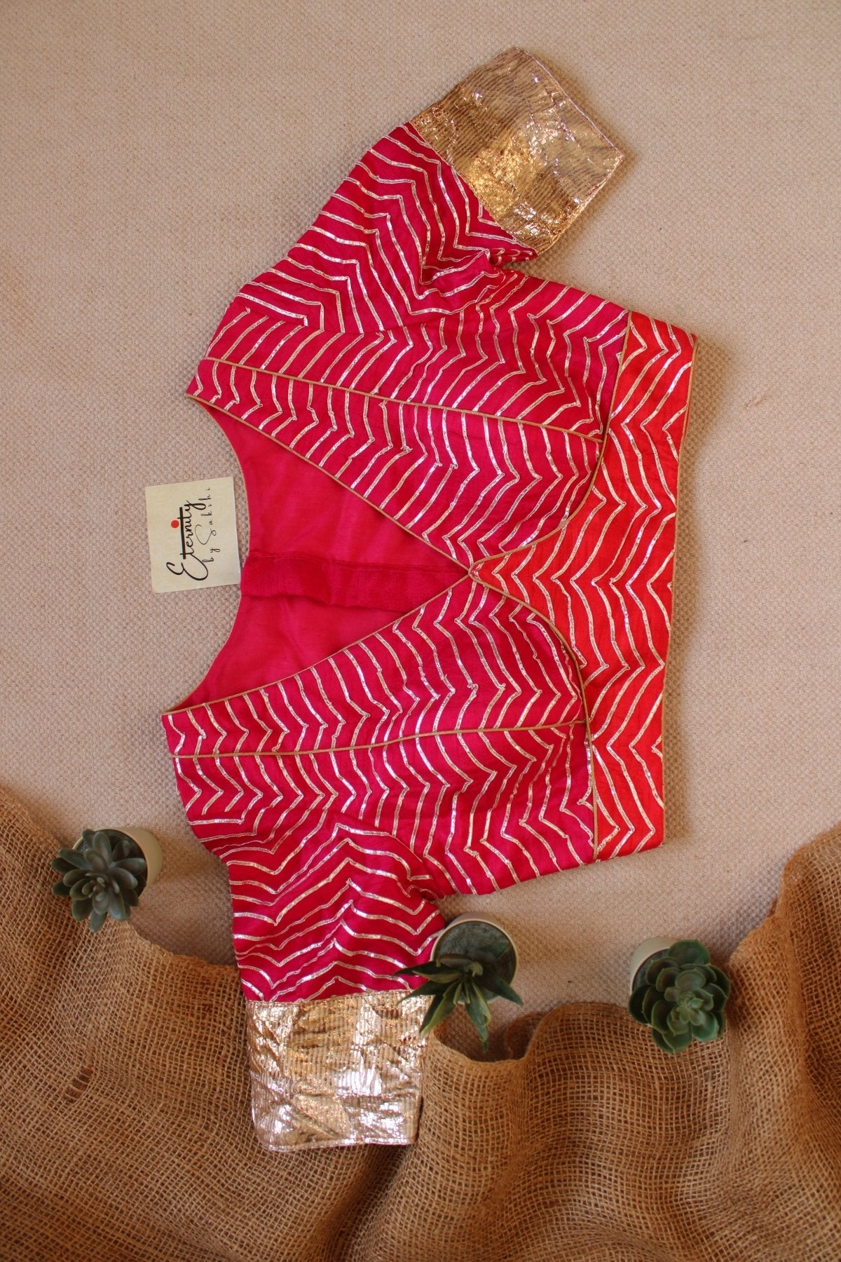 Zigzag Pink GotaPatti Blouse - Eternity by Sakshi