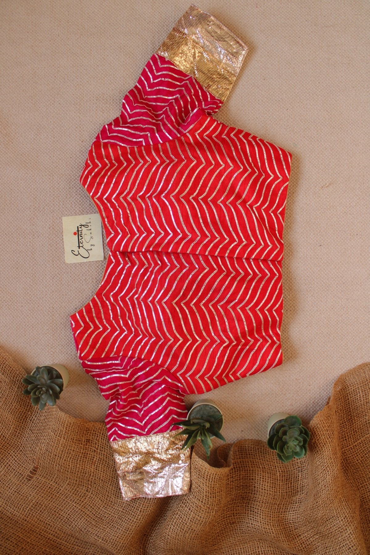 Zigzag Pink GotaPatti Blouse - Eternity by Sakshi