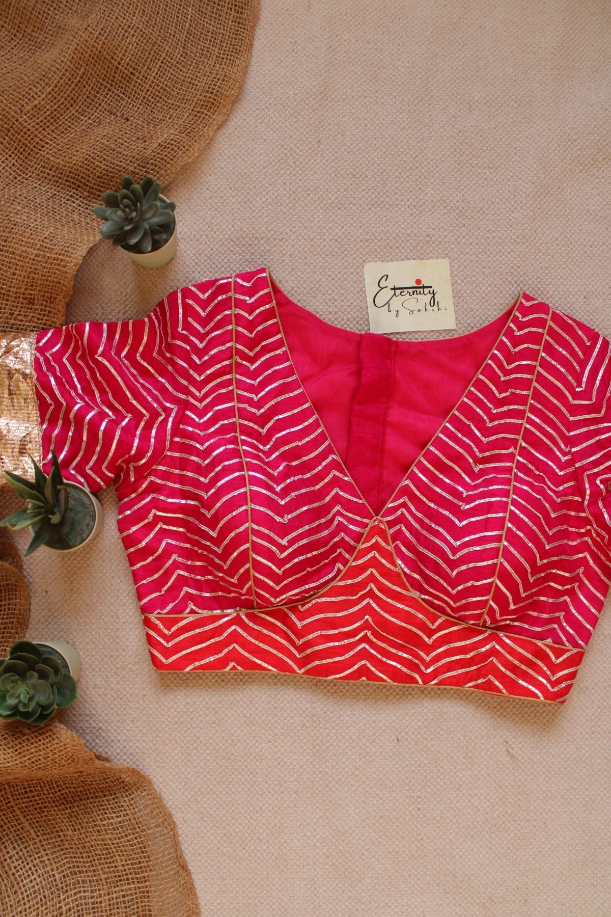 Zigzag Pink GotaPatti Blouse - Eternity by Sakshi