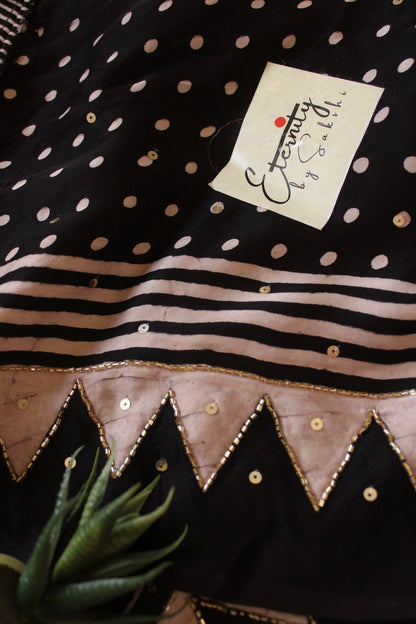 Chaandbaali Ajrakh Modal Silk Saree with Artisan Handwork - Eternity by Sakshi