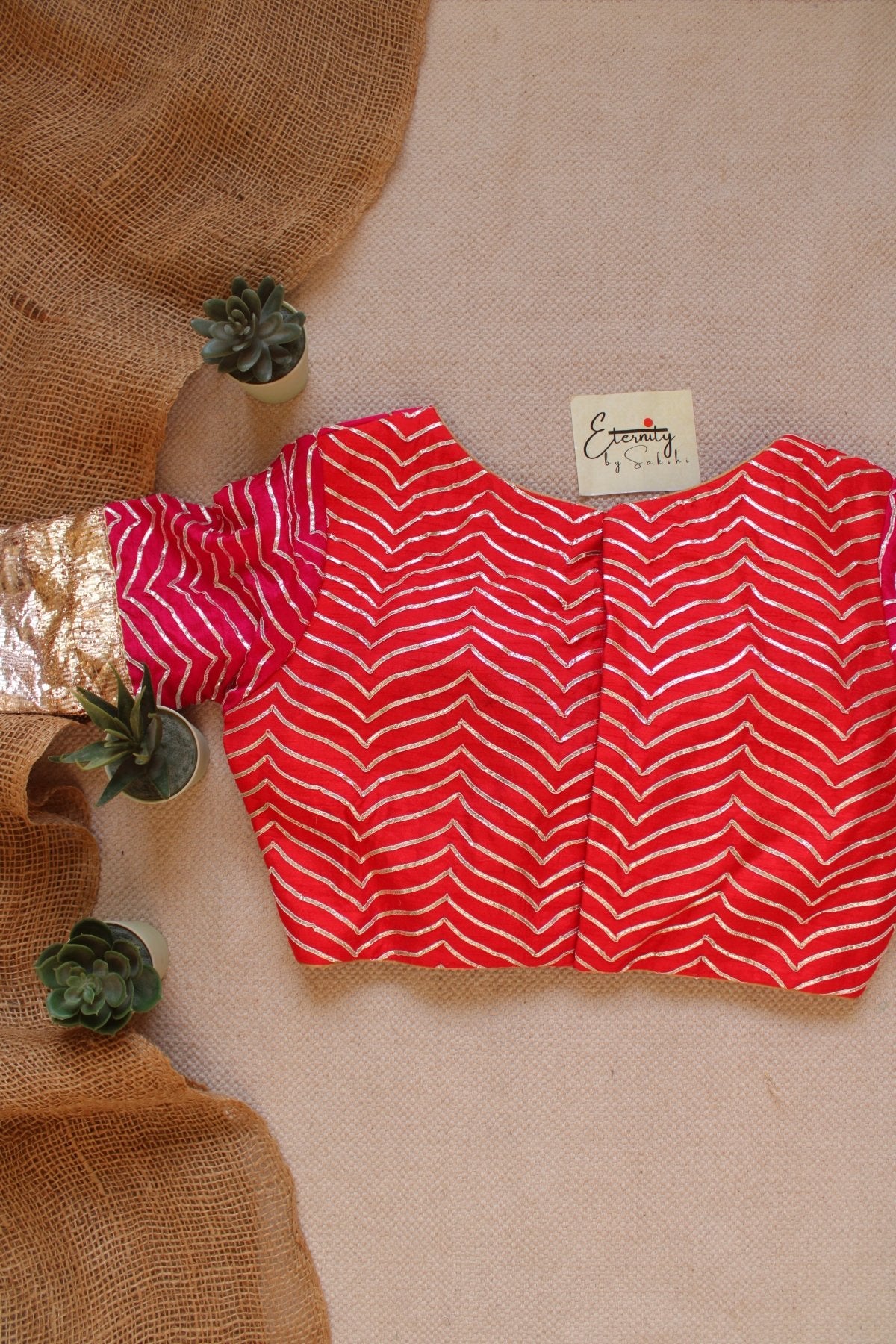 Zigzag Pink GotaPatti Blouse - Eternity by Sakshi