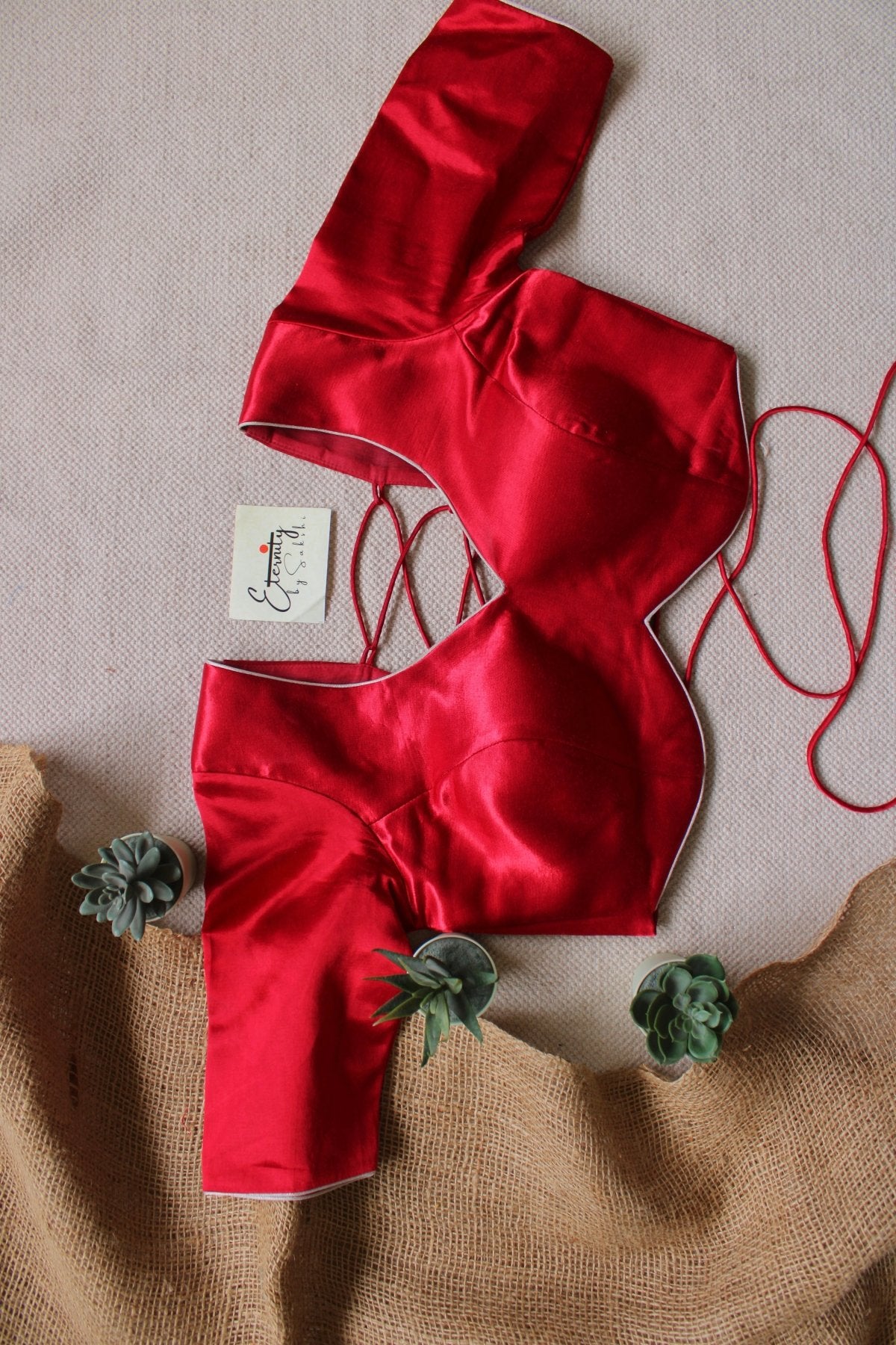 Heer Red Backless Blouse - Eternity by Sakshi