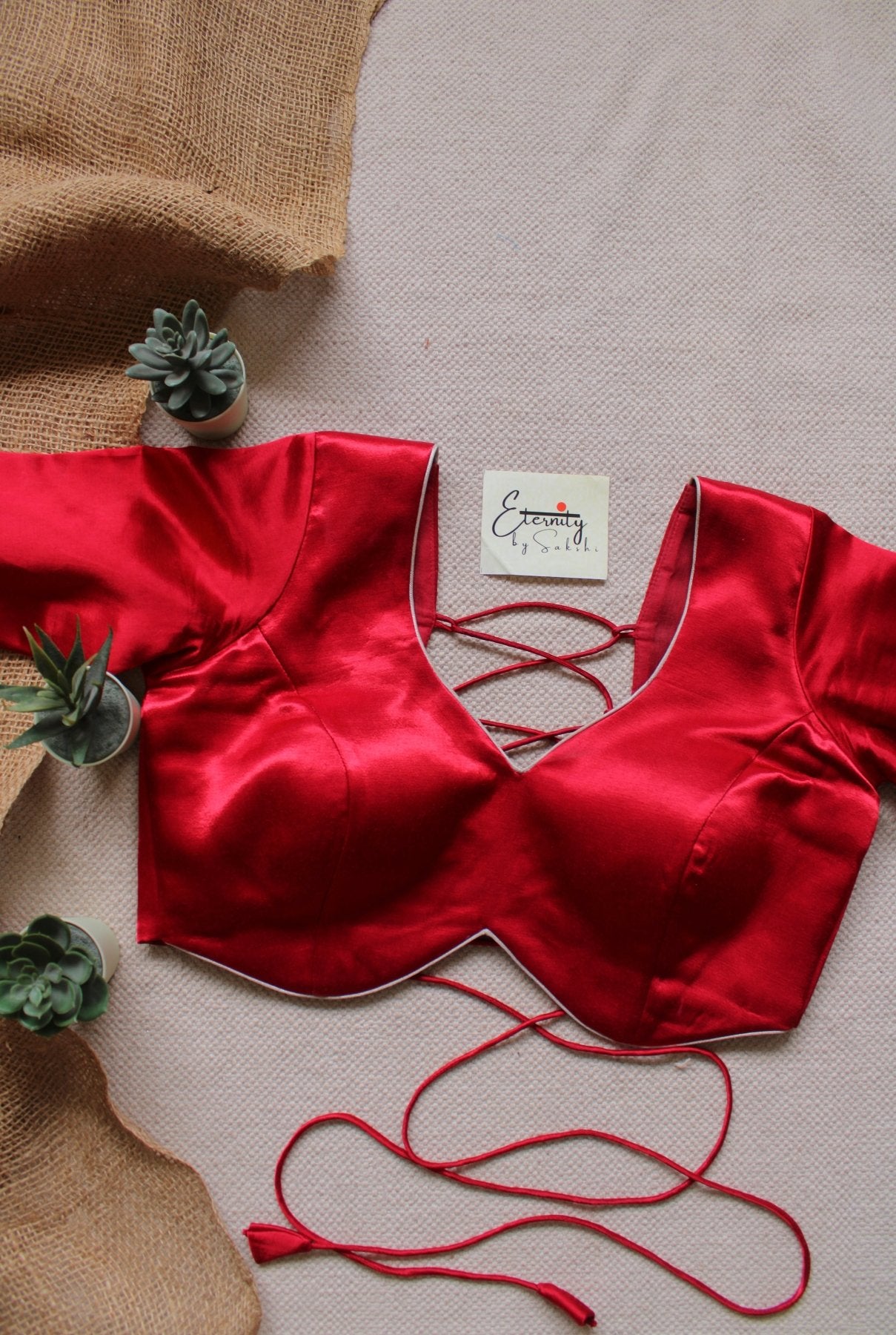 Heer Red Backless Blouse - Eternity by Sakshi