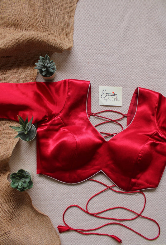 Heer Red Backless Blouse - Eternity by Sakshi
