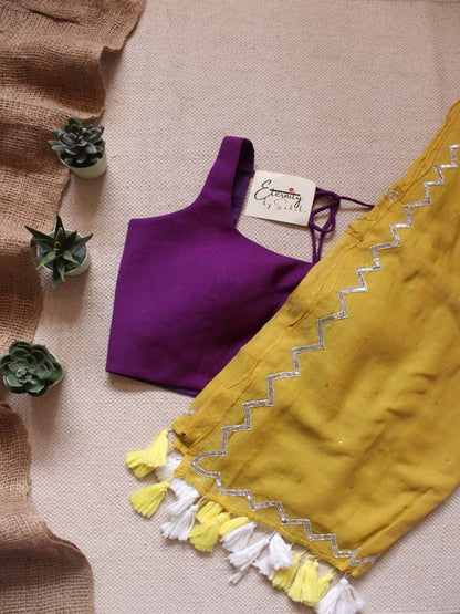 Yellow Noor Saree + Lollipop Blouse Combo - Eternity by Sakshi