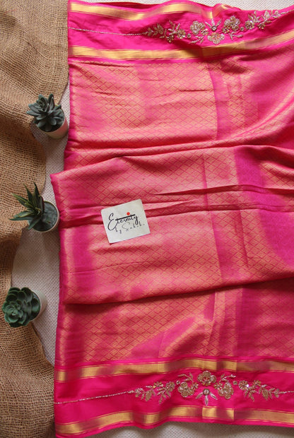 Rani Pink Jacquard Handwork Saree - Eternity by Sakshi