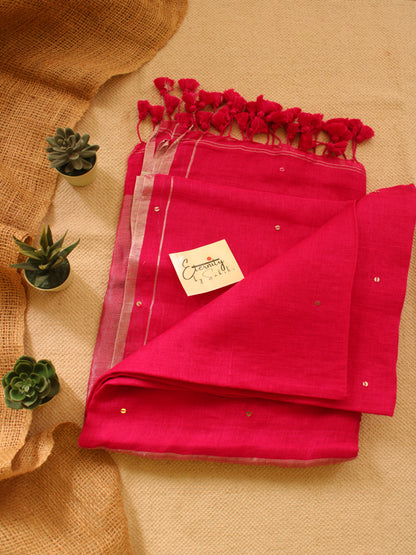 Pink Raina Linen Saree