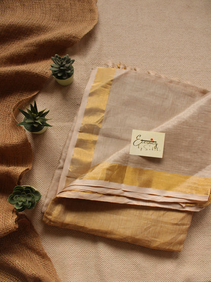 Gold Metallic Linen Saree