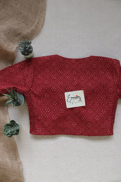 Maroon Vanilla Ajrakh Stretchable Blouse - Eternity by Sakshi
