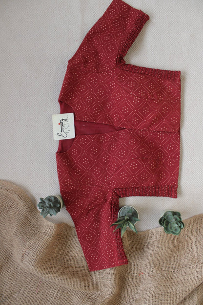 Maroon Vanilla Ajrakh Stretchable Blouse - Eternity by Sakshi
