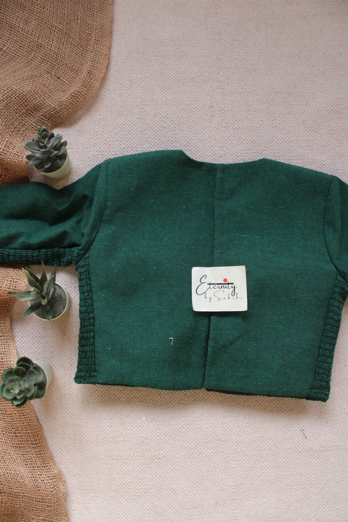Green Leafy Double Zip Mood With Sleeves Stretchable Blouse - Eternity by Sakshi