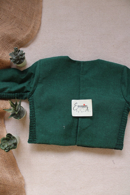 Green Leafy Double Zip Mood With Sleeves Stretchable Blouse - Eternity by Sakshi