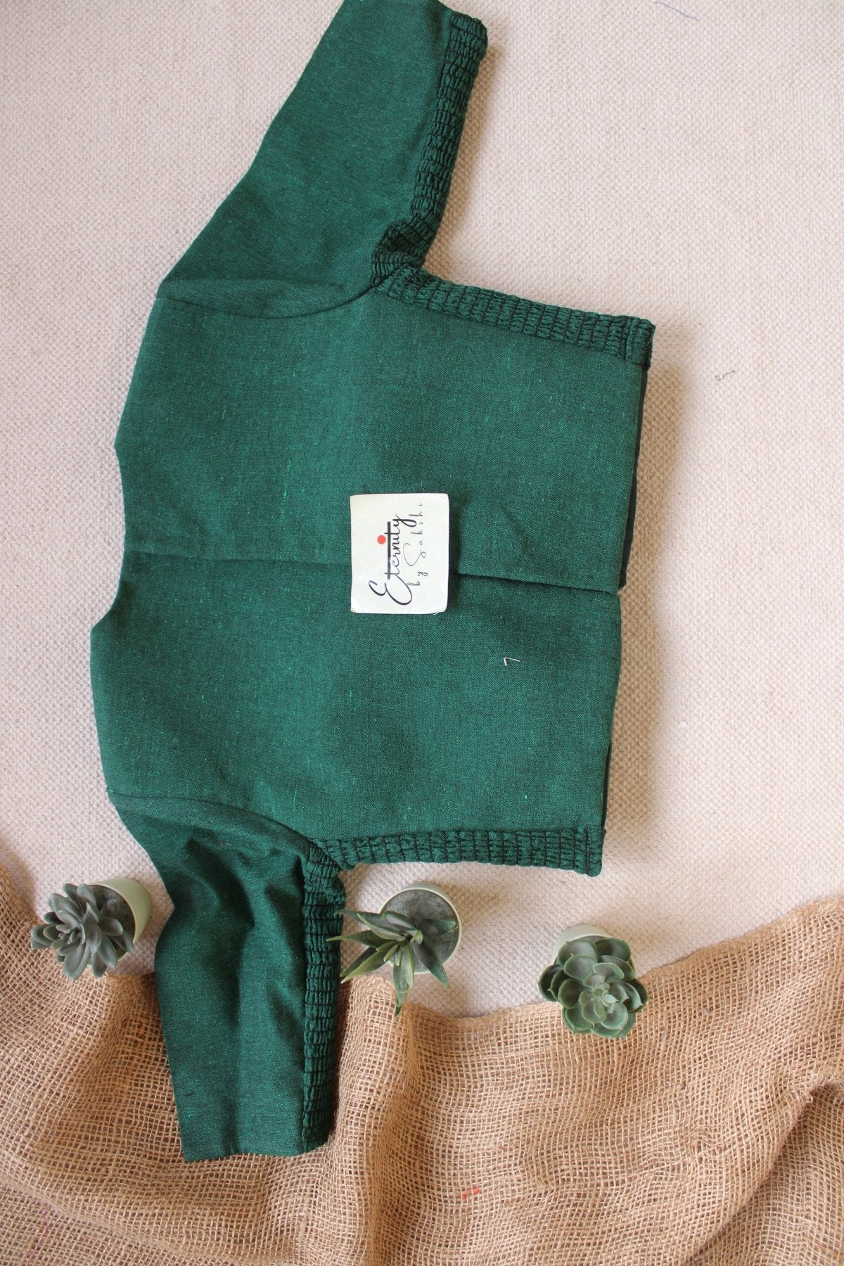 Green Leafy Double Zip Mood With Sleeves Stretchable Blouse - Eternity by Sakshi