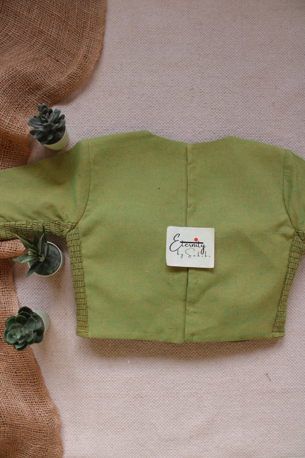 Green Petal Double Zip Mood With Sleeves Stretchable Blouse - Eternity by Sakshi
