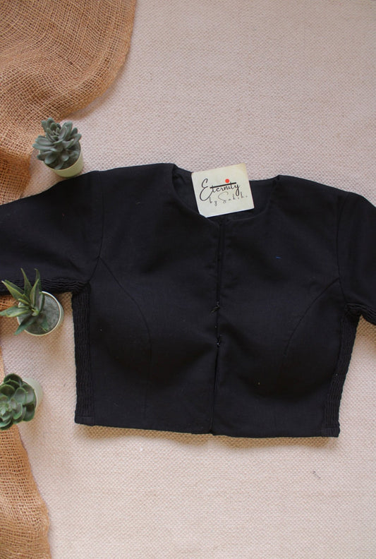 Black Double Zip Mood With Sleeves Stretchable Blouse - Eternity by Sakshi