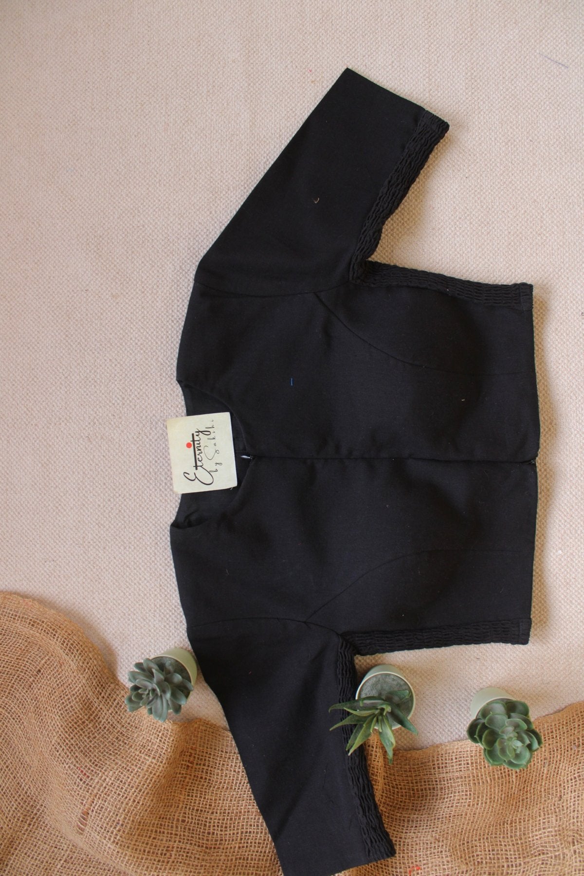 Black Double Zip Mood With Sleeves Stretchable Blouse - Eternity by Sakshi
