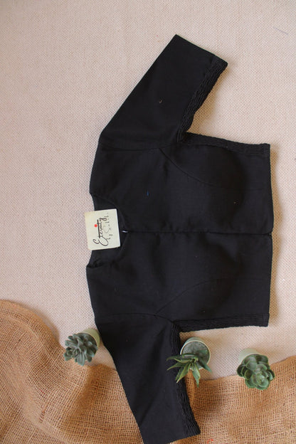 Black Double Zip Mood With Sleeves Stretchable Blouse - Eternity by Sakshi