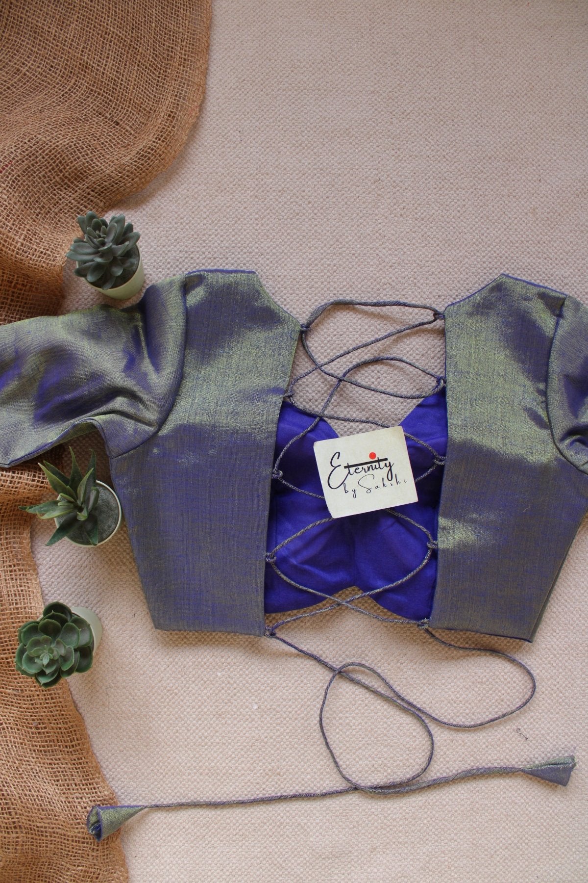 Peacock Sheen Backless Blouse - Eternity by Sakshi