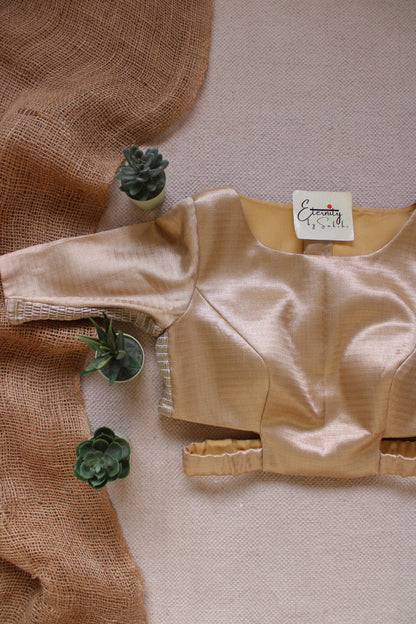 Beige Stretchable Cutout Metallic blouse - Eternity by Sakshi
