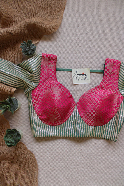Green Chakori Patch Malhaar Blouse - Eternity by Sakshi