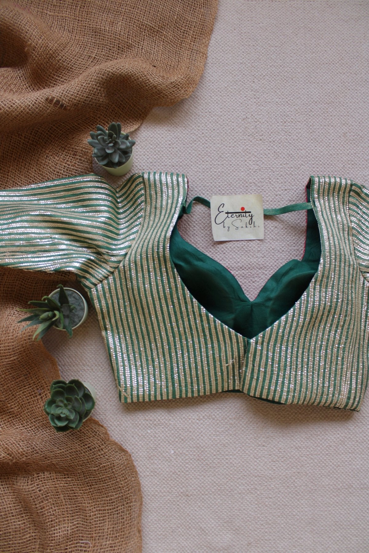 Green Chakori Patch Malhaar Blouse - Eternity by Sakshi