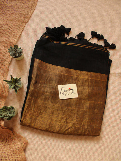 Black Raina Linen Saree