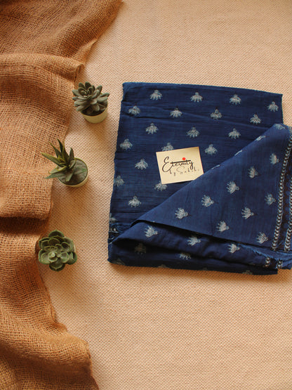 Indigo Glory Handblockprinted Cotton Saree