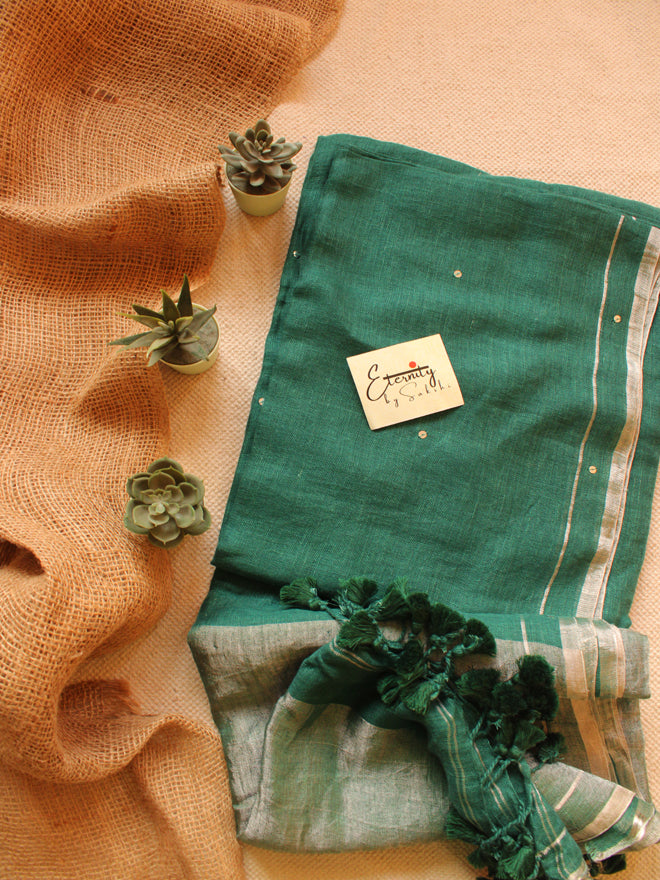 Green Raina Linen Saree