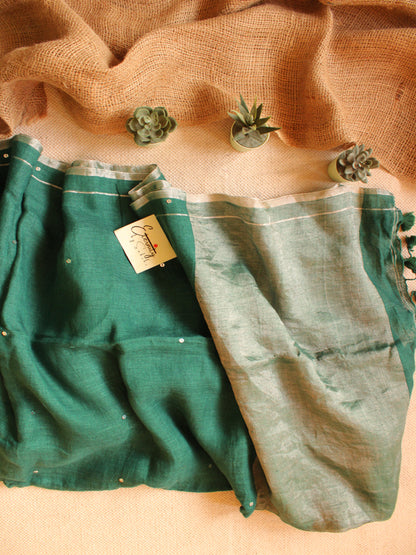 Green Raina Linen Saree