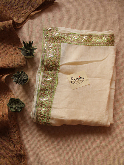 Pearl Lime Linen Saree