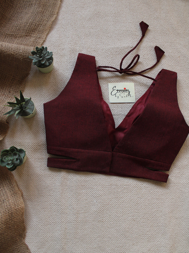 Maroon Cutout Blouse