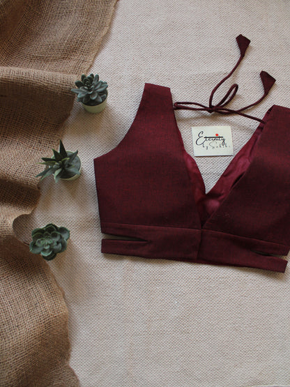 Maroon Cutout Blouse