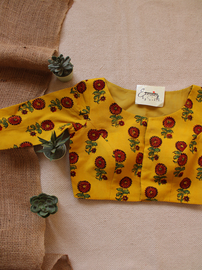 Yellow Ajrakh Blouse