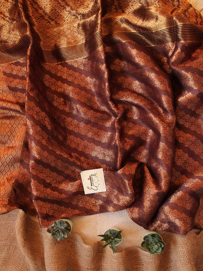 Brown Silk Linen Saree