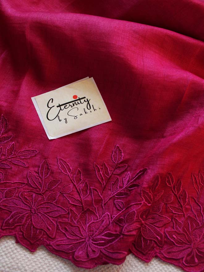 Magenta Pink Tussar Saree