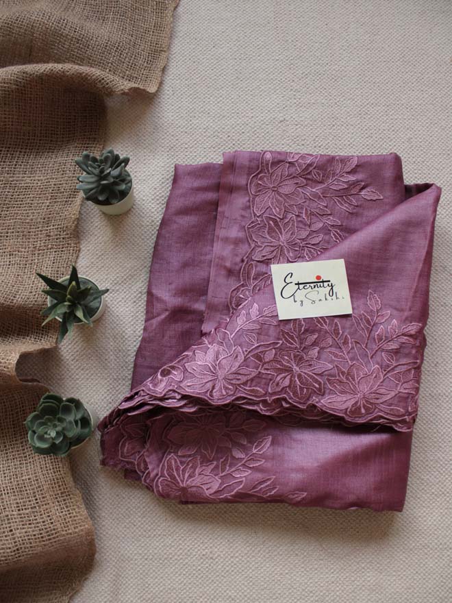 Lilac Tussar Saree