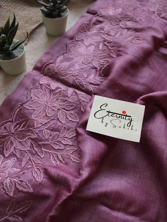 Lilac Tussar Saree