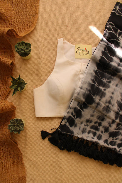 SAANJH SAREE + Gulmohar White Blouse Combo - Eternity by Sakshi