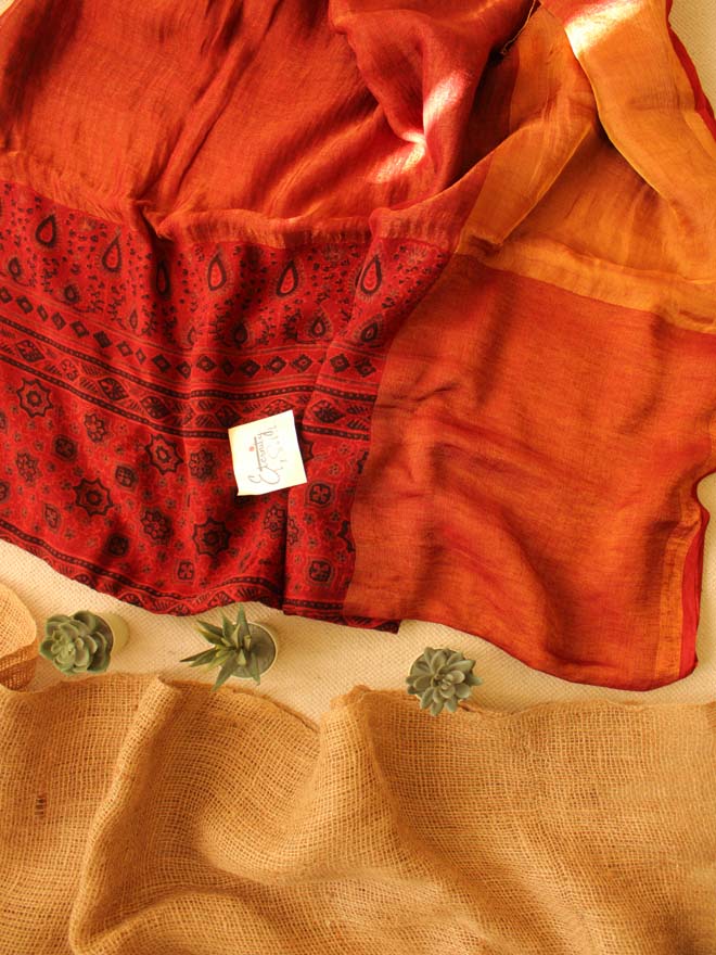 Go Brick Red Falak Saree