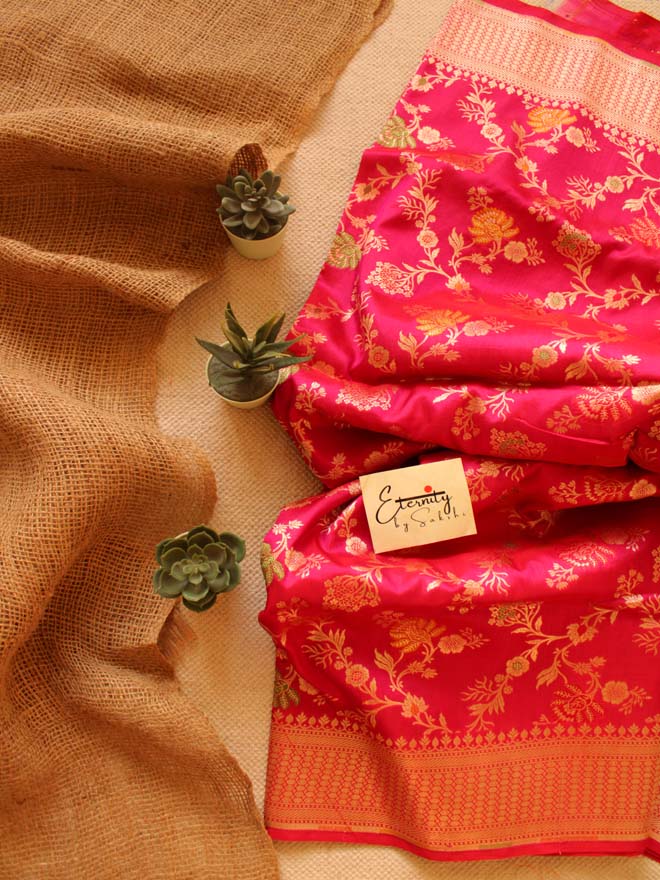 Pink Handwoven Minakari Silk Banarasi Saree - Eternity by Sakshi