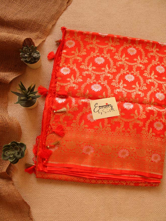 Orange Handwoven Silk Banarasi Saree - Eternity by Sakshi