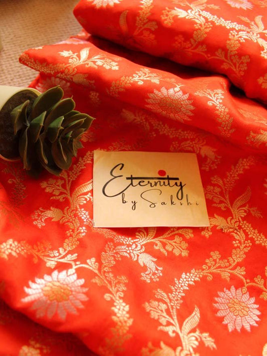 Orange Handwoven Silk Banarasi Saree - Eternity by Sakshi