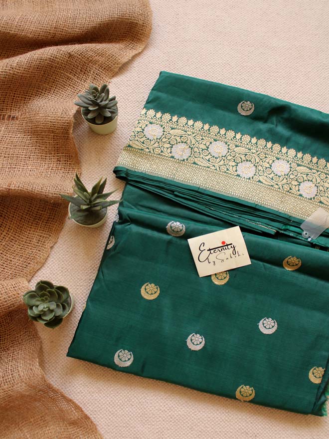 Green Handwoven Silk Banarasi Saree - Eternity by Sakshi