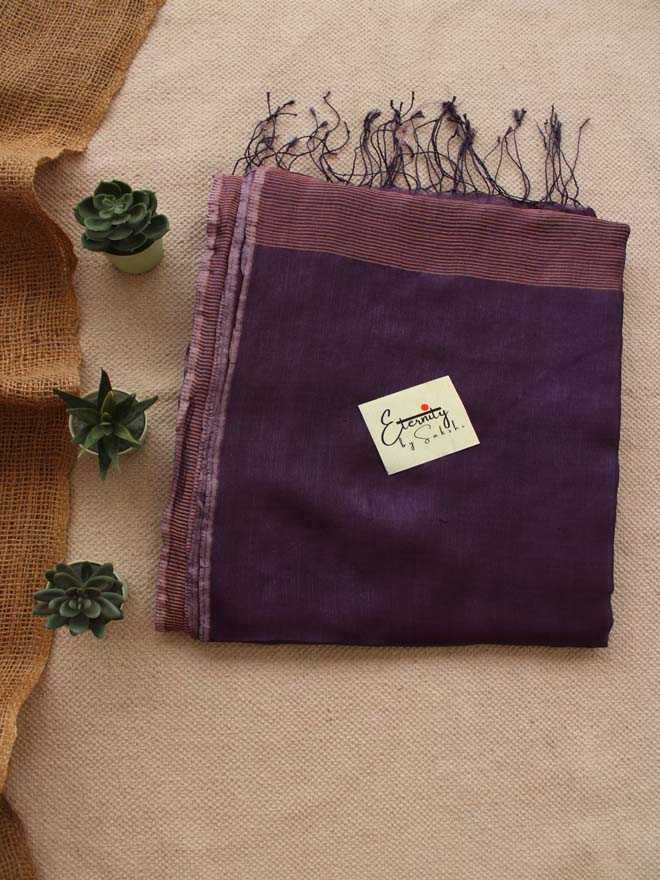 Purple Stripes Tussar Saree