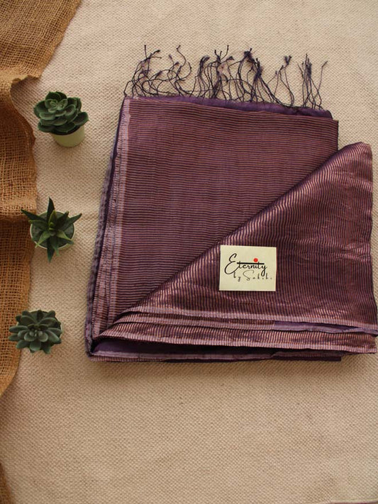 Purple Stripes Tussar Saree