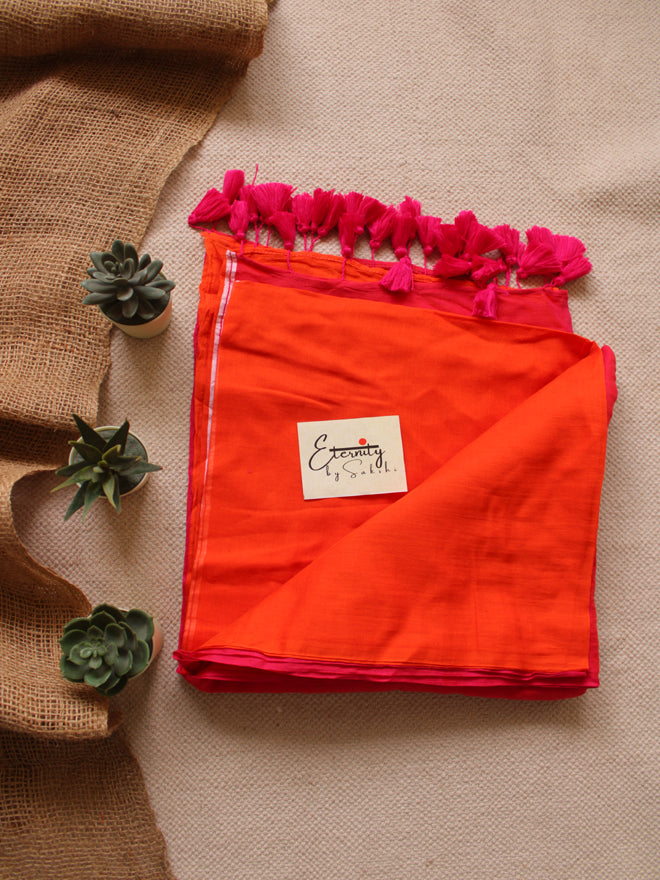 ORANGE AND RED BREEZY SAREE