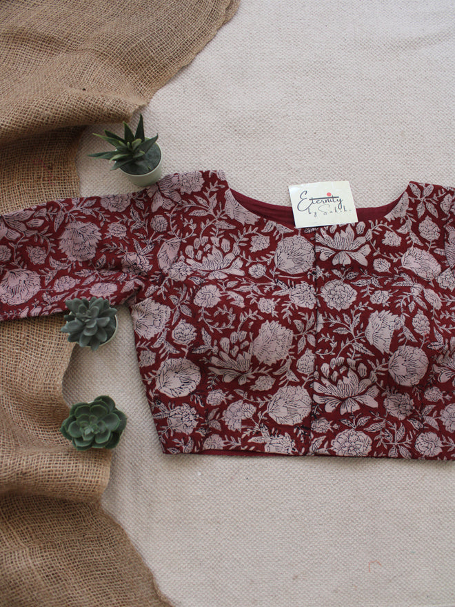 Maroon Block-print Blouse