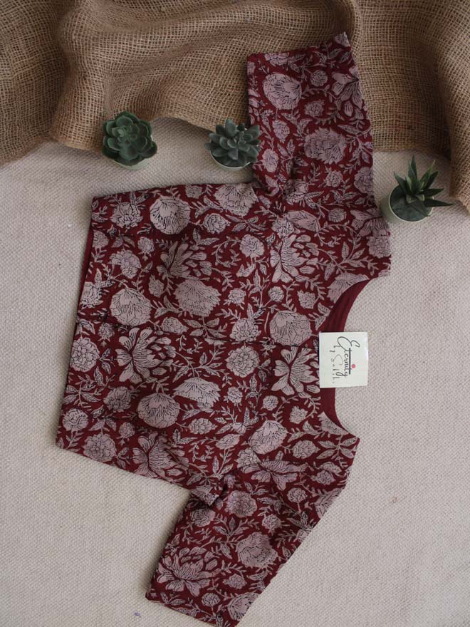 Maroon Block-print Blouse